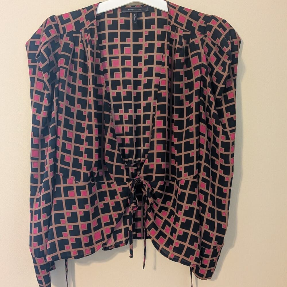 BCBGMAXAZRIA Geometrical Square Design Multicolor Top
